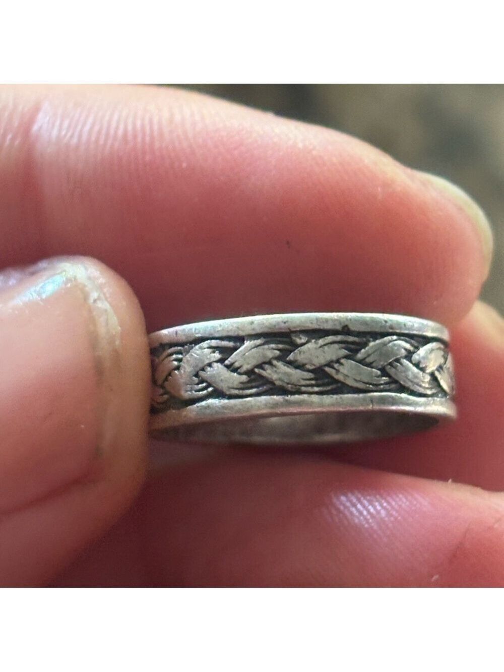 VINTAGE Sterling Silver 925 Braided Design Band Eternity Ring Size 5